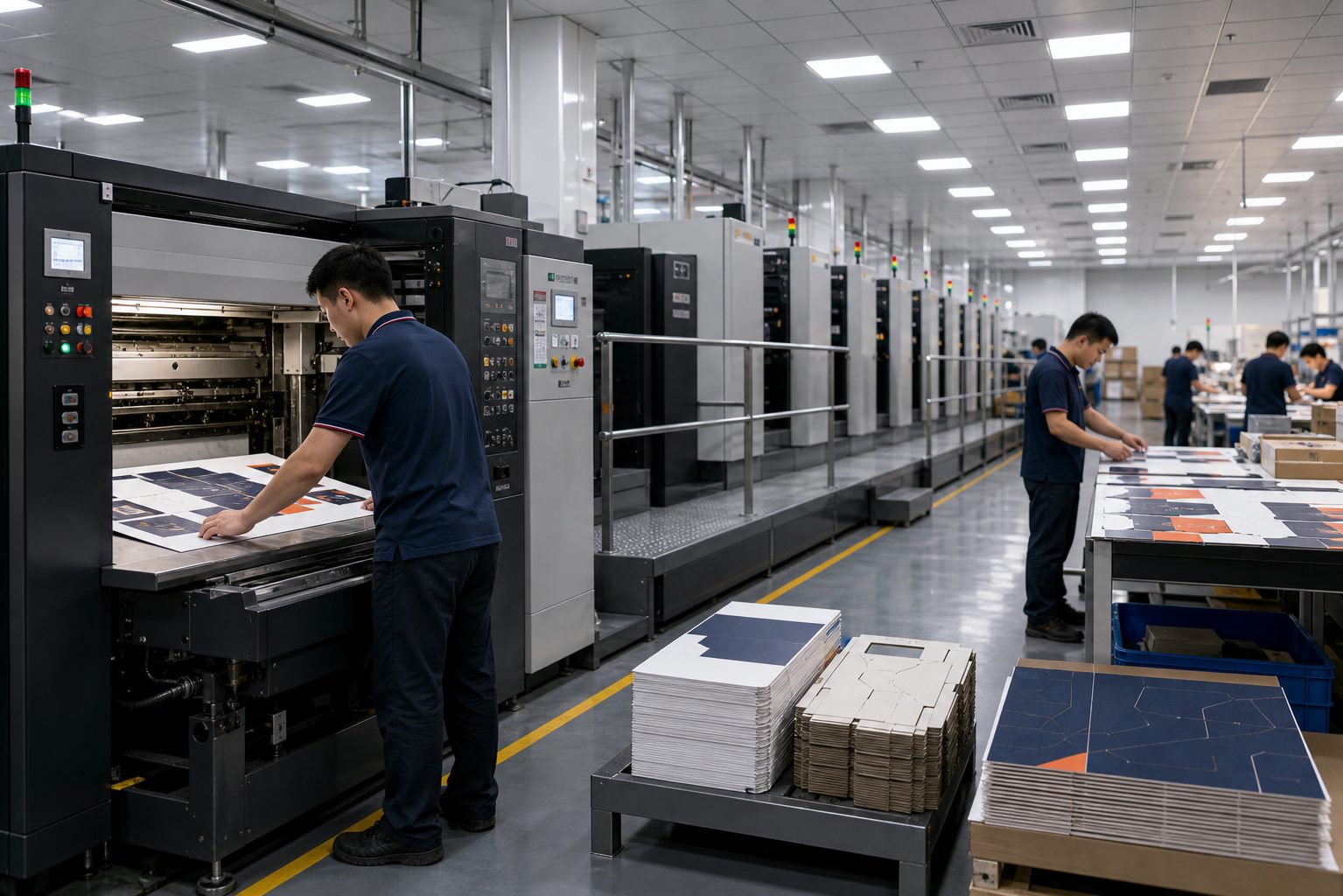 Packaging production process in factory